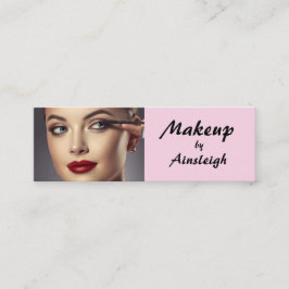 Blush Pink Black Script Photo Makeup Mini Visitkort