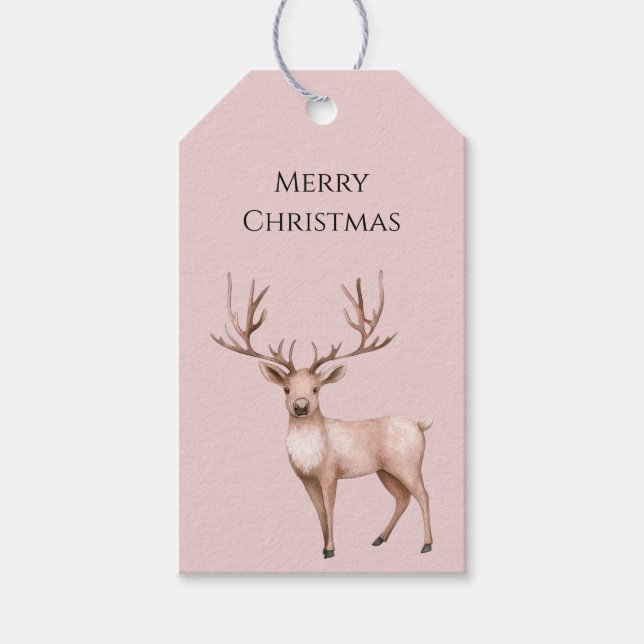 Blush Pink Boho Deer  Presentetikett (Framsidan)