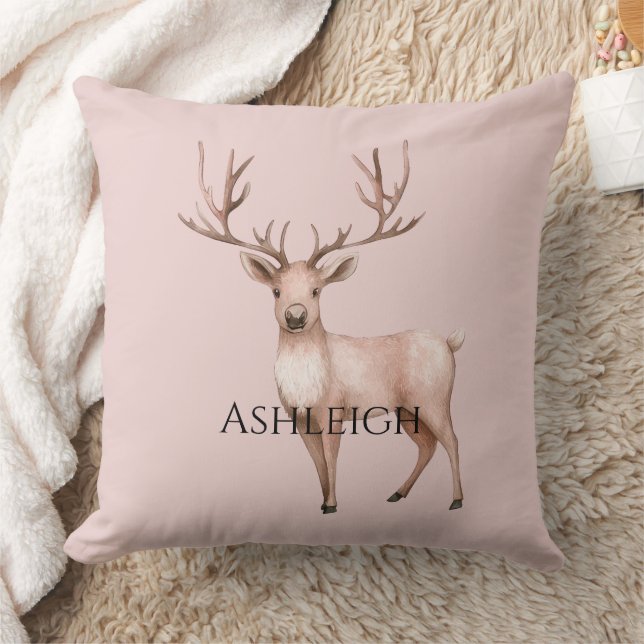 Blush Pink Boho Deer Tree Kudde (Filt)