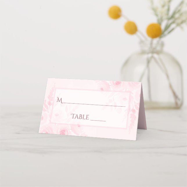 Blush Pink Boho Floral Elegant Wedding Write-In Placeringskort (Framsida)