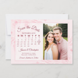 Blush Pink Boho Peonies Calendar & Photo Wedding Spara Datumet