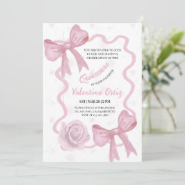 Blush Pink Bow coquette floral Quinceanera Inbjudningar