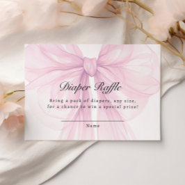 Blush Pink Bow Diaper Raffle Ticket Tilläggskort