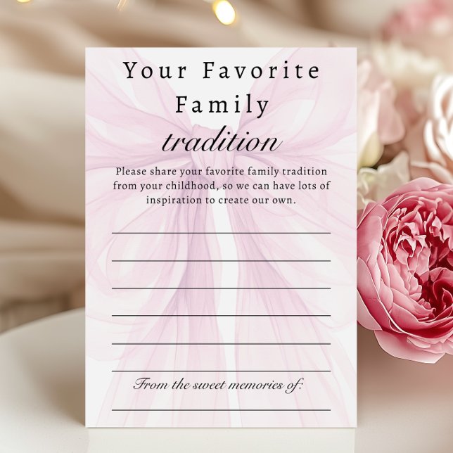 Blush Pink Bow Family Tradition Shower Card (Skapare uppladdad)