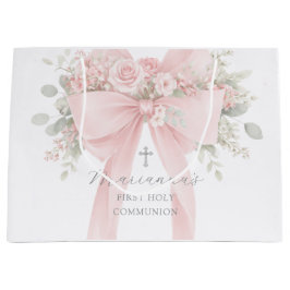 Blush Pink Bow Floral First Holy Communion