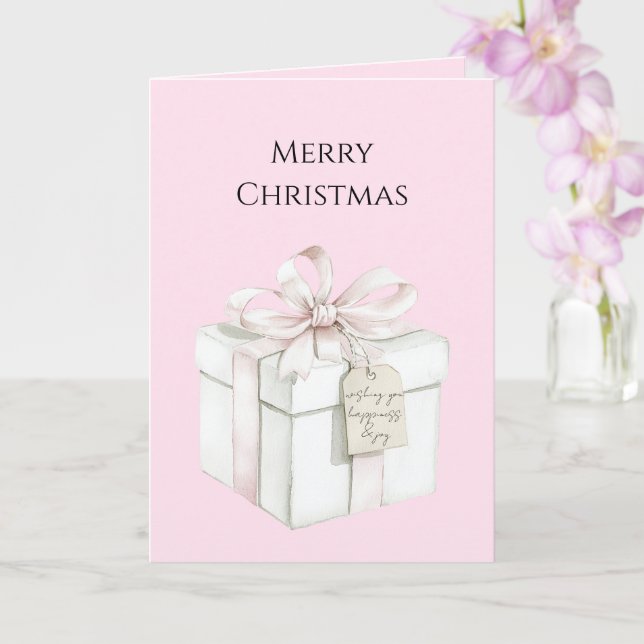 Blush Pink Bow Gift Christmas Kort (Orkide)
