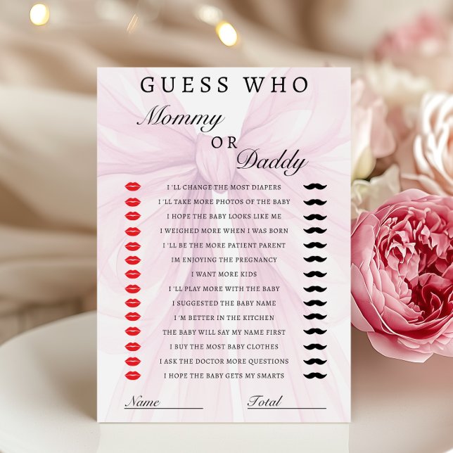 Blush Pink Bow Mommy Daddy Baby Shower Game (Skapare uppladdad)