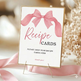 Blush Pink Bow Recipe Cards Bridal Shower Sign Poster