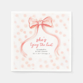 Blush Pink Bow Whimsical Minimalist Bridal Shower Pappersservett