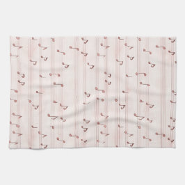 Blush Pink Brown Music Notes   Kökshandduk