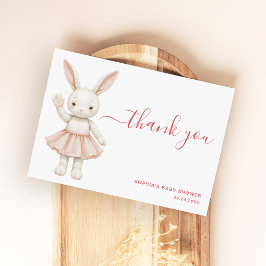 Blush Pink Bunny Girly Modern Baby Shower Tack Kort