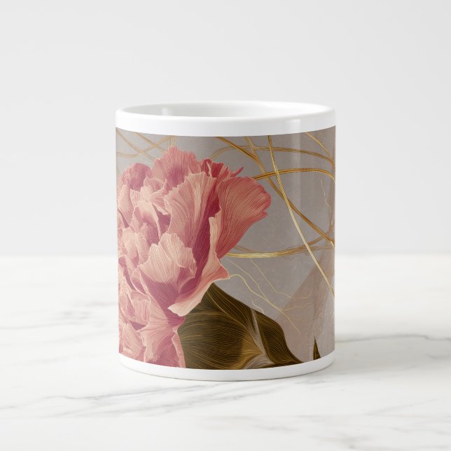 Blush Pink Carnation Floral Gold Jumbo Mugg (Framsidan)