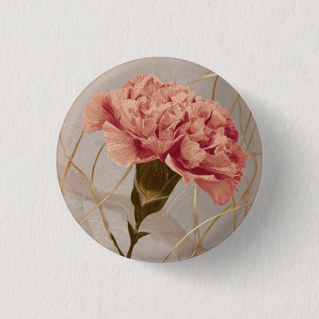 Blush Pink Carnation Floral Gold Knapp (Framsida)