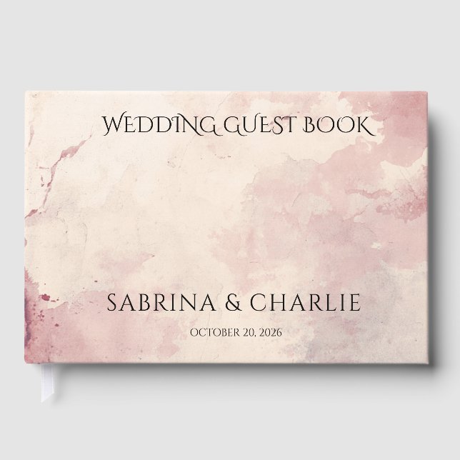 Blush Pink Cherry Blossom Elegant Floral Wedding  Gästböcker (Framsida)