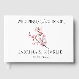Blush Pink Cherry Blossom Elegant Floral Wedding  Gästböcker