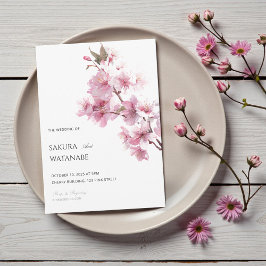 Blush Pink Cherry Blossom Flower Japanese Wedding Inbjudningar