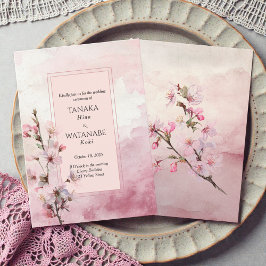 Blush Pink Cherry Blossom Flower Japanese Wedding Inbjudningar