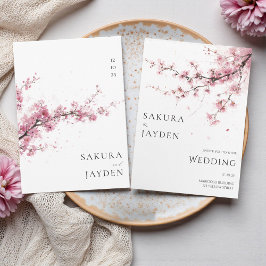 Blush Pink Cherry Blossom Flower Japanese Wedding  Inbjudningar