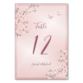 Blush Pink Cherry Blossom  Wedding Bordsnummer