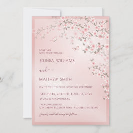 Blush Pink Cherry Blossom Wedding Inbjudningar