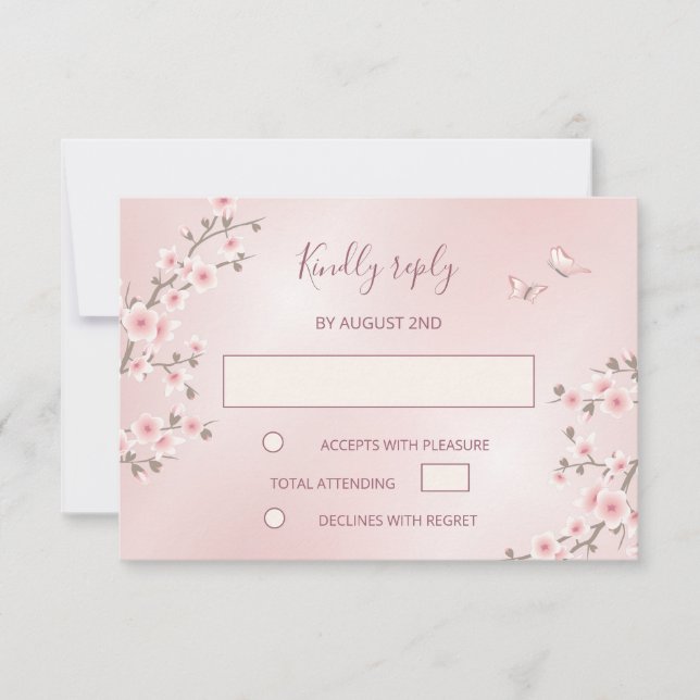 Blush Pink Cherry Blossom  Wedding OSA Kort (Framsida)