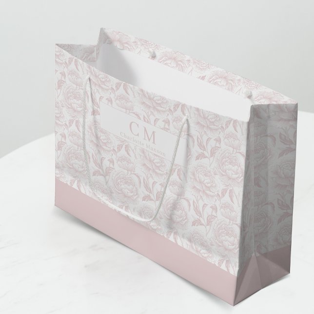 Blush Pink Chinoiserie Peonies Monogram (Skapare uppladdad)