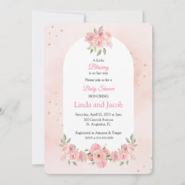 Blush Pink Christian Baby Shower with Gold Cross Inbjudningar