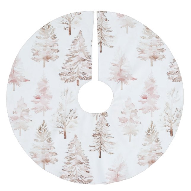 Blush Pink Christmas Trees Julgransmatta Borstad Polyester (Framsidan)