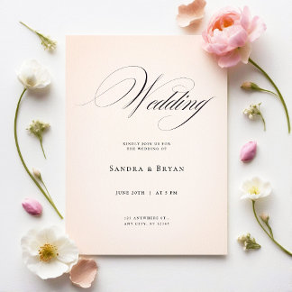 Blush Pink Classic Calligraphy Elegant Wedding Inbjudningar