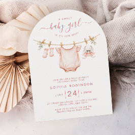 Blush Pink Clothesline Girl Baby Shower Arch Inbjudningar