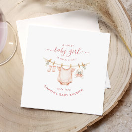 Blush Pink Clothesline Girl Baby Shower Paper Pappersservett