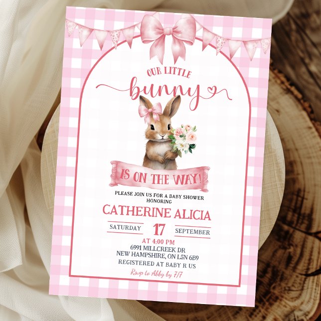 Blush Pink Coquette Little Bunny Baby Shower Inbjudningar (Skapare uppladdad)