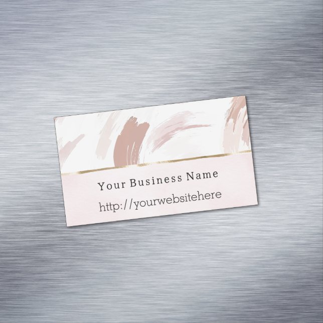 Blush Pink Cream Abstract Business name website Magnetiska Visitkort (In Situ)