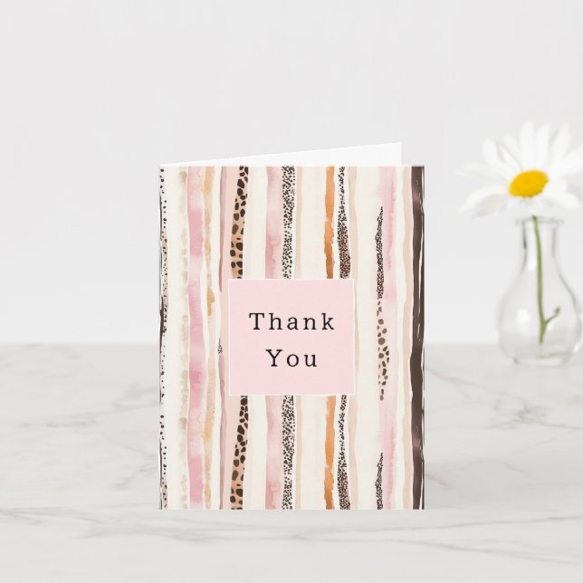 Blush Pink Cream Brown Leopard Animal Thank You Kort (Liten växt)