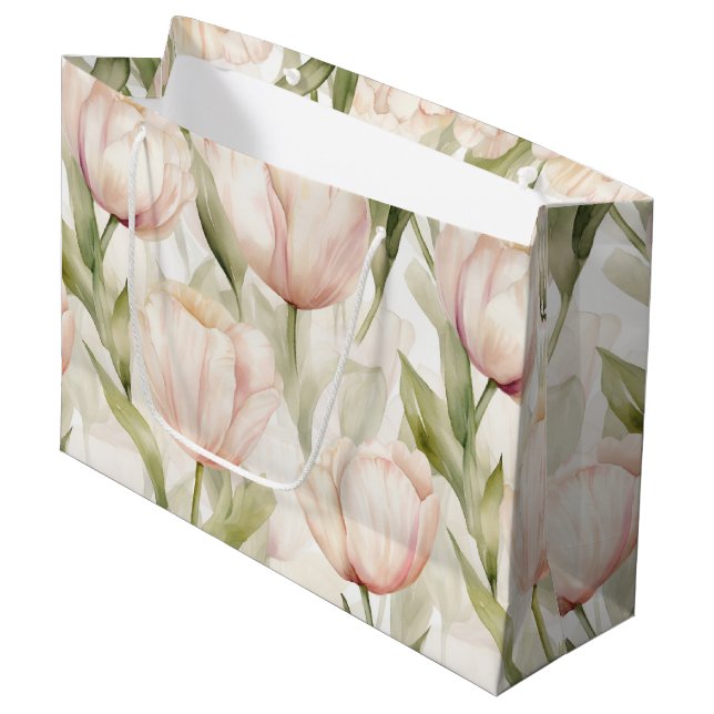 Blush Pink Cream Tulips Floral Wedding (Framsidan Vinklad)