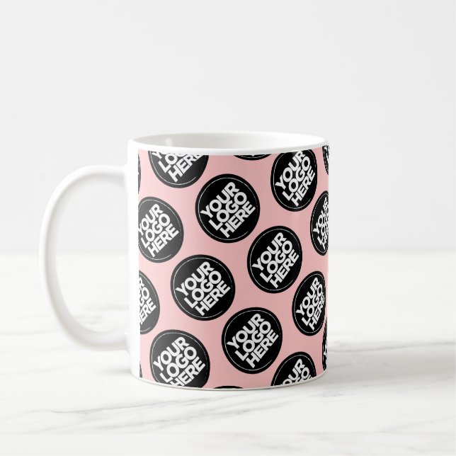 Blush pink Custom logo business pattern employee Kaffemugg (Vänster)