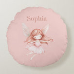 Blush Pink Cute Fairy Wings Dress Rund Kudde<br><div class="desc">Blush Pink Cute Fairy Wings Dress</div>