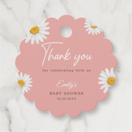 Blush Pink Daisy Floral Baby Shower Gåvor Etiketter