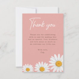 Blush Pink Daisy Floral Baby Shower Thank You Card Tack Kort