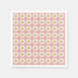 Blush Pink Daisy Floral Pattern Baby Shower Party Pappersservett