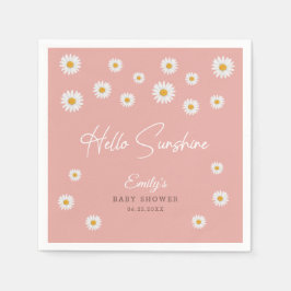 Blush Pink Daisy Hello Sunshine Baby Shower Paper Pappersservett