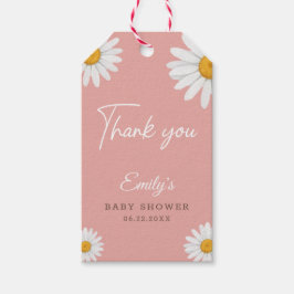 Blush Pink Daisy Thank You Baby Shower Presentetikett