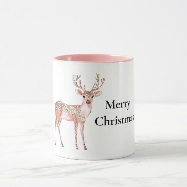Blush Pink Deer Christmas  Mugg (Center)