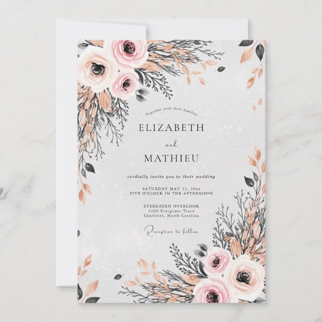 Blush Pink Divine Spring Wedding Inbjudningar (Framsida)