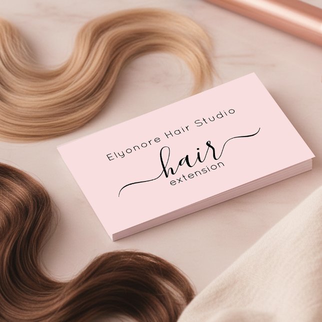 Blush Pink Elegant Script Hair Extension Business Visitkort (Skapare uppladdad)