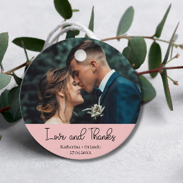 Blush Pink Elegant Wedding Love & Thanks Photo Gåvor Etiketter