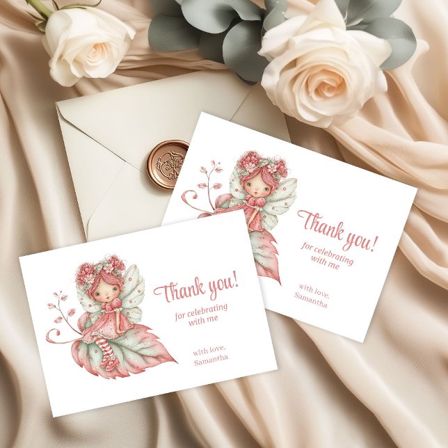 Blush Pink Fairy Whimsy 2nd Birthday Thank You  Tack Kort (Blush Pink Fairy Whimsy 2nd Birthday Thank You Card)