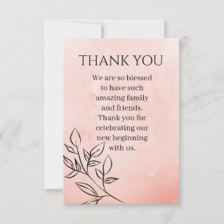Blush Pink Flat Thank You Card Tack Kort