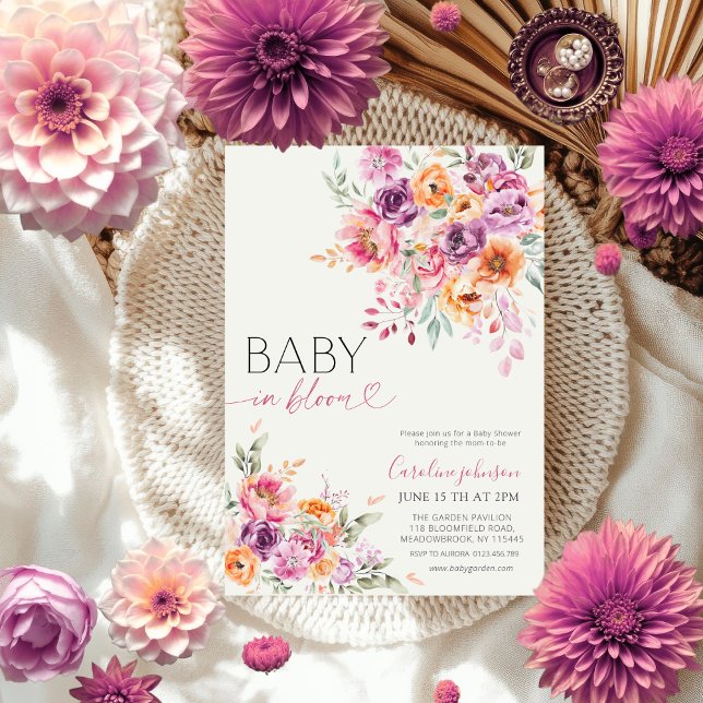 Blush Pink Floral Baby in Bloom Baby Shower  Inbjudningar (Skapare uppladdad)