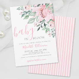 Blush Pink Floral Baby in Bloom Girl Shower Inbjudningar